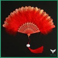 ราคา Eliana พัดจีนขนนกแต่งการเพนท์ลายไทยสีทอง พัดเต้นรํา สไตล์โลลิต้า พัดจีนขนนก มี 4 สี Feather Fan (22616443235)