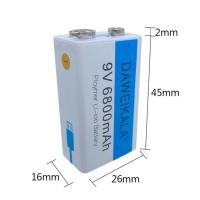 ราคา ถ่าน 9v ถ่านชาร์จ 9V 6800mAh Li ion hเต็ม Battery แบตเตอรี่ที่มีคุณภาพสูง ชาร์จได้1500ครั้ง 1ก้อน PCS แถมสายชาร์จให้ Micro USB ถ่าน9vชาร์จได้ (22353614558)