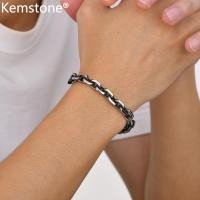 ราคา กำไลข้อมือผู้ชายสร้อยข้อมือหนาสแตนเลส Kemstone (22796721240)