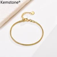 ราคา Kemstone สร้อยข้อมือโซ่งูกลมสแตนเลสผู้หญิงสร้อยข้อมือชุบทองลิงค์เครื่องประดับ BR 1454 (21891229434)