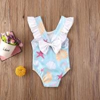 ราคา 2 3 days delivery Baby Girls Summer One piece Swimwear Sleeveless Ruffles Shell Starfish Print Swimsuit Kids Cute Bow Backless Beachwear (22556384544)