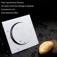 ราคา ตะแกรงระบายน้ำ Strong Bearing Capacity Bounce Floor Drain Bouncing Type 10x10cm Stainless Steel for Garden (19708725870)