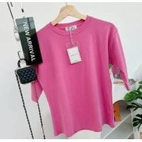 ราคา 037 เสื้อยืดยูนิคอกลมแขน 3ส่วน ฟรีไซส์ อก 36 40 23 (22702497286)