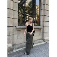 ราคา cici E597 เสื้อเกาะอกไหมพรมดีเทลคล้องคอไตล์มาเฟียสเปน (22776144845)