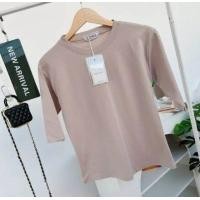 ราคา 037 เสื้อยืดยูนิคอกลมแขน 3ส่วน ฟรีไซส์ อก 36 40 23 (22702497272)