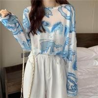 ราคา เสื้อยืดแขนยาวมัดย้อมเวอร์ชั่นเกาหลีเสื้อเบลาส์กันแดดตาข่ายบางทรงหลวมสำหรับผู้หญิง (13224733430)