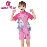 ราคา 2pcs Girls Unicorn Swimsuit Cartoon Printing One Piece Short Sleeve Swimsuit Swimming Cap (18320138427)