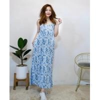 ราคา เดรสผ้าฝ้าย พิมพ์ลาย เดรสสายเดี่ยว เดรสลายดอกไม้ เดรสสดใส สีพีช (22067557031)
