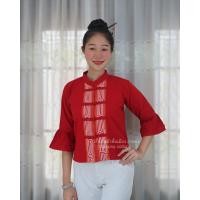 ราคา SALE เสื้อพื้นเมืองแต่งลายเชือกผู้หญิง แขนกระดิ่ง ผ้าฝ้ายพื้นเมือง (20078072743)