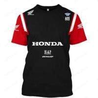 ราคา เสื้อยืด HONDA 2567 บุรุษเสื้อแฟชั่นระบายอากาศแขนสั้นรถยนต์ยี่ห้อเสื้อยืดฤดูร้อนสบาย ๆ กีฬาเสื้อผ้าหัวรถจักรกลางแจ้ง (22120808081)