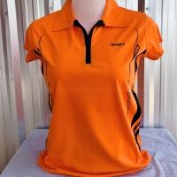 ราคา เสื้อออกกำลังกาย เสื้อกีฬา Sports สีส้มแถบดำ คอปก คอวี เนื้อผ้าคุณภาพสูง Polyester (21470889096)