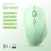 ราคา เมาส์ไร้สาย รุ่น MC105 ไร้เสียงคลิก ชาร์จ Type C สีพาสเทล เมาส์บลูทูธ ใช้ได้ทั้ง 2 4G Bluetooth เชื่อมต่อมือถือ ไอแพด ดำ ขาว ชมพู ฟ้า เขียว คอมพิวเตอร์ โน๊ตบุ้ค wireless mouse (22825352453)