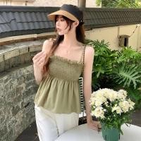 ราคา สายเดี่ยวผูกไหล่ ผูกโบว์ เสื้อสายเดี่ยว มีไซค์ปกติและไซค์สาวอวบ เสื้อสายเดี่ยวสายสม็อค แต่งขอบบัว เชือกปรับได้ สีสดใส่ (22038282509)