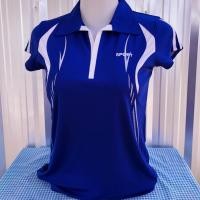 ราคา เสื้อออกกำลังกาย เสื้อกีฬา Sports สีน้ำเงินแถบขาว คอปก คอวี เนื้อผ้าคุณภาพสูง Polyester (21470788339)
