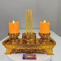 ราคา ชุดธูปเทียนLED ธูป3ดอก เทียน แถมถ่านฟรี กระถางธูปไฟฟ้า เชิงเทียนไฟฟ้า เทียนปลอม เทียนสำหรับไหว้พระ ไหว้เจ้า (22784851123)