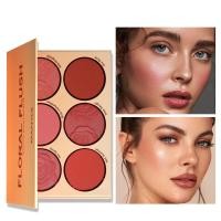 ราคา MAFFICK BLUSH PALETTE บลัชออนพาเลท 6 สี บลัชออน สีธรรมชาติ โทนสีชมพู โทนส้ม เนื้อแมท ประกายมุก ไฮไลท์ คอนทัวร์ เมคอัพพาเลท (21914599462)