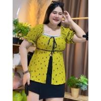 ราคา เสื้อสาวอวบ ร้าน ปอแฟชั่นสาวอวบ อก38 44ยาว25 ผ้าท๊อฟฟี่สวยมาก ทรงสวยตัวยาว รุ่น ริบบิ้นผ้าท๊อฟฟี่ลายโบว์ (22474945611)