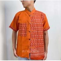 ราคา เสื้อลายขอพระราชทาน สีทูโทนแต่งกระดุมไม้ เสื้อลายขอพระราชทาน (21376113176)