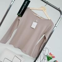 ราคา 031 เสื้อยืดแขนยาวคอปาดทรงพอดีตัว ไซส์1 ผ้าCotton supersofeมูจิ (21429025685)