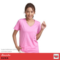 ราคา แตงโม SUIKA เสื้อแตงโม คอกลม คอวี EVERDAY COTTON COTTON CANDY ชมพูนม (10335776332)