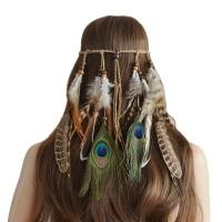 ราคา ยางมัดผม เน็ตผมผู้หญิง ที่คาดผมสวยๆ Boho ลม Peahen ที่คาดผมขนนกแฟชั่นแห่งชาติลมชุดส่าหรีผมมงกุฎ (22810100573)