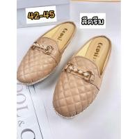 ราคา รองเท้าไซส์ใหญ่41 45 เปิดส้นไข่มุกหนังนิ่ม เปิดด้านหลังพื้นรุ่นใหม่ส้นแบน พร้อมส่งทุกวันเลยจ้า (20113877364)