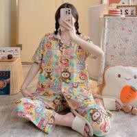 ราคา ส่งเร็วพิเศษ Alinda shop มาใหม่ ชุดนอน เสื้อแขนสั้น กางเกงขายาว คอตตอนผสมการ์ตูน ขนาดใหญ่ ผ้านิ่มมาก กระดุมหน้าคอปก อก42 ฟรีไซส์ DC (22706616369)