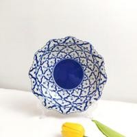 ราคา พานเชิง 8 นิ้ว พานตัดขา พานเซรามิค ลายไทย ลายคราม จานเชิงถวายพระ เนื้อเงางาม เซรามิคเคลือบอย่างดี (21290576289)