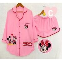 ราคา เซตชุดนอนเดรส Pajamas ชุดนอน สุดน่ารัก เดรสแขนยาว กางเกงขาสั้น (22395153686)