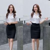 ราคา กระโปรงทรงเอ ผ้าเสริท สีดำ ยาว 18 20 22 24 กระโปรงพิธีการ (21394365751)