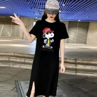 ราคา เดรสยาวเสื้อยืดแฟชั่นผู้หญิงสไตล์เกาหลี คอกลมแขนสั้น เนื้อผ้ายืดหยุ่นดี กระโปรงเสื้อยืดทรงสวย แนวหวานสดวัยรุ่นน่ารัก Q138 (7911902565)