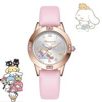 ราคา นาฬิกาข้อมือ Sanrio Hello Kitty สำหรับเด็กผู้หญิง Kuromi mely cinnamoroll เพชรสายนุ่มหนังนาฬิกาคุณภาพสูงหน้าปัดกลมสำหรับนักเรียน (19831289288)