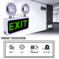 ราคา ไฟฉุกเฉิน ไฟสำรอง ป้ายทางออกฉุกเฉิน ป้ายทางหนีไฟ LED สองหัว แสงขาว สำรองไฟ 3 5ชม 220V Fire Emergency LIGHT (17008994419)