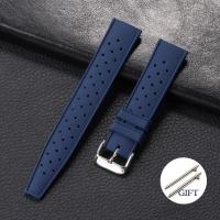 ราคา Tali Jam Tangan Silikon เขตร้อนสำหรับสายฟอสซิลสำหรับ Seiko สำหรับ Oris สายรัดยางแบบปลดได้เร็ว18มม 20มม 22มม (22564326691)