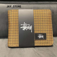 ราคา RUICHE Stussy สั้นพับได้ตามแนวนอนกระเป๋าสตางค์ลายทาง (22220579996)