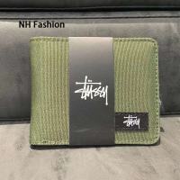 ราคา NH แฟชั่น Stussy สั้นพับได้ตามแนวนอนกระเป๋าสตางค์ลายทาง (22205320036)