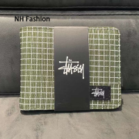 ราคา NH แฟชั่น Stussy สั้นพับได้ตามแนวนอนกระเป๋าสตางค์ลายทาง (22205320041)