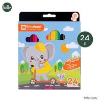 ราคา Elephant ตราช้าง สีไม้ตราข้าง ดินสอสี แท่งสั้น12สี แท่งยาว12 24สี (21083372642)