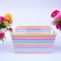 ราคา ตระกร้าสาน เส้นพลาสติกสาน ตะกร้าสานพลาสติก ตระกร้าจ่ายตลาด ตะกร้าใส่ผ้า ตระกร้าใส่ของ ตระกร้า ตะกร้าสาน หูเจาะ (18101196901)