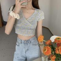 ราคา PX เสื้อเที่ยวค่าเฟ่ เสื้อลายลูกไม้สุดคิ้วท์ เสื้อผู้หญิง คอลึกแขนสั้น สไตล์เกาหลี ลูกไม้สีฟ้าเหลือง สีม่วงเหลือง (22610472511)