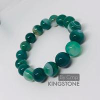 ราคา Agate กำไลหินนำโชค อาเกต สีเขียวเข้ม หินอารมณ์ดี ขนาด 8 10 12 14 มิล สร้อยข้อมือหินแท้ สโตนคิง stoneking (21087645956)