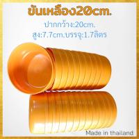 ราคา แพค12ใบ ขนาด20cm ขันเหลือง ขันน้ำพลาสติก ใบใหญ่ งานเกรดเอ (21892796729)