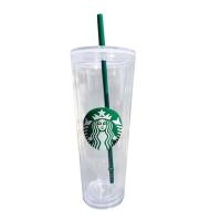 ราคา แก้วใสสำหรับ Venti ใช้ซ้ำได้แก้วกาแฟมีน้ำค้างแข็งแก้วพร้อมหลอดแก้วน้ำพลาสติกหนา Starbucks (22624455722)