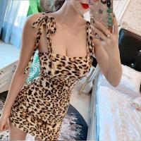 ราคา พร้อมส่ง เดรสสายสปาเก็ตตี้ลายเสือดาว เดรสออกเดท (14582512813)