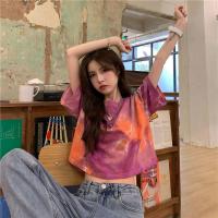 ราคา เสื้อครอปแขนสั้นผู้หญิง oversize เสื้อผ้าสาวอวบน่ารักๆ แฟชั่น เสื้อยืดมัดย้อมสวยๆวัยรุ่น สไตล์เกาหลี แบบเท่ๆ ใส่สบาย Clothing Tshirt Lady Women (22228412560)