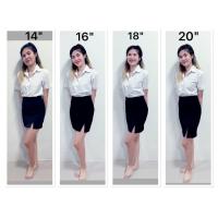 ราคา กระโปรงนักศึกษาทรงเอผ้ายืดฮานาโกะ ผ่าหน้า ยาว14161820 นิ้ว ผ้าเนื้อดี ใส่สบาย เก็บทรงสวย (17089440741)