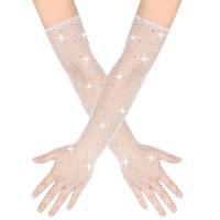 ราคา ถุงมือยาว ถุงมือตาข่าย ถุงมือแฟนซี ประดับเพชร ประกายสวย 1155 (22737443886)