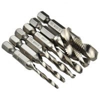 ราคา ชุด ดอกสว่านต๊าปเกลียว เจาะพร้อมต๊าปเกลียว M3 M10 6 ดอก ไฮสปีด ชุบไทเทเนี่ยม Drill set with taps All In One 6 Pcs เหล็กความเร็วสูง (22671074760)