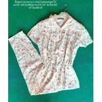 ราคา จั๊มสูทคอปกขายาว แขนสั้น ลายดอกไม้ เข็มขัด น่ารักมาก มีกระดุมหน้า (21266764512)