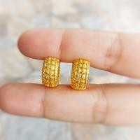 ราคา ต่างหูทองไมครอน ต่างหูทองชุบ ตุ้มหูทองไม่ดำ ชุบทอง 24K ไม่ลอก ไม่ดำ (21771673228)